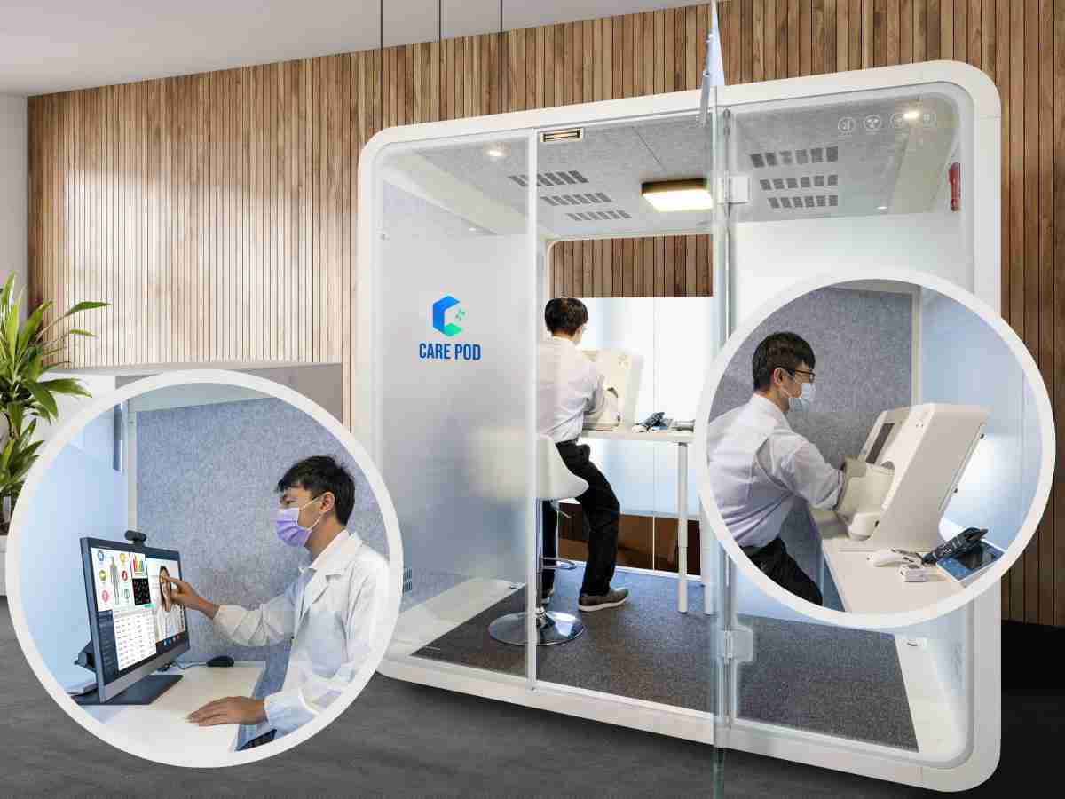 达擎于医疗科技展中展出＂远距诊疗舱＂，，，，以因应医疗数字化及社会高龄化趋势下、、复诊及慢性病患等族群对于远距看诊需求逐渐升高所推出的创新整合方案。。。。多功能合一、、、、高隐私性的远距诊疗舱可根据病患端与医师端的不同需求，，，提供弹性化及客制化功能，，，，节省医生和病患的精力及时间