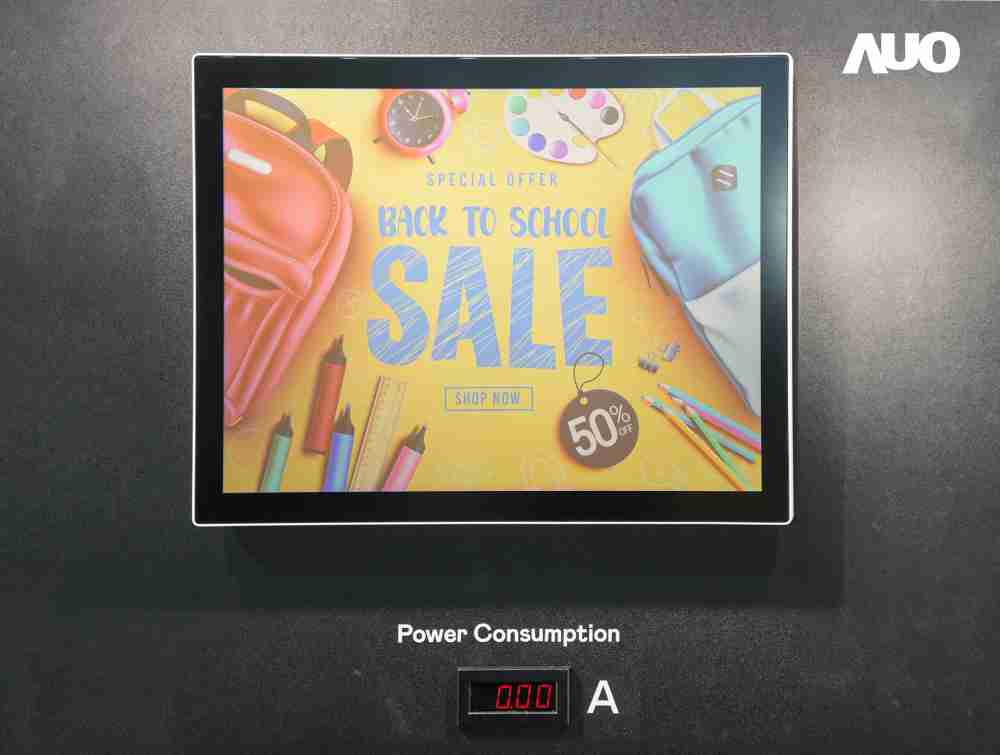 Wepay展示胆固醇液晶超低耗能户外全彩显示器，，，，ChLC（胆固醇液晶）以双稳态技术使静态显示零功耗，，具省电、、高彩度、、、、环保的特性，，，，还整合软硬件系统解决方案，，，可透过单一云端平台管理